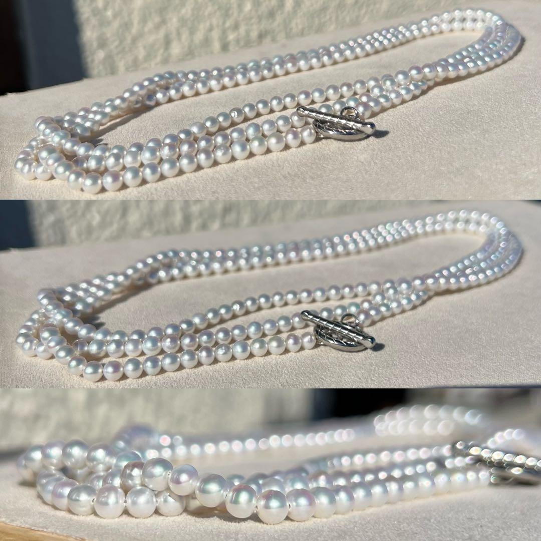 パールロングネックレス　ロープネックレス　パールマンテルネックレス　124cm