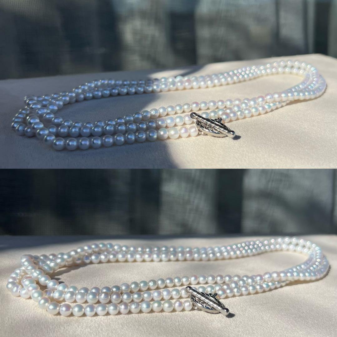 パールロングネックレス　ロープネックレス　パールマンテルネックレス　124cm