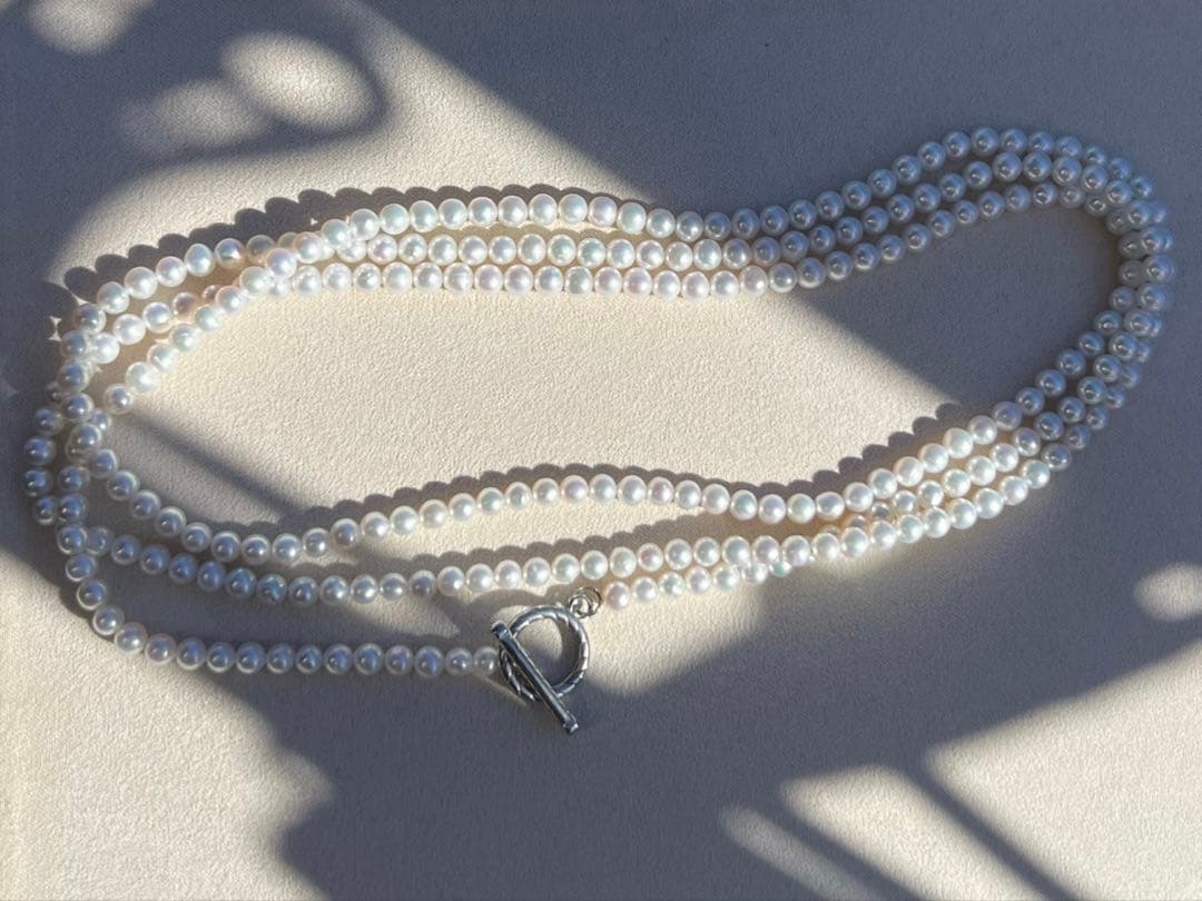 パールロングネックレス　ロープネックレス　パールマンテルネックレス　124cm