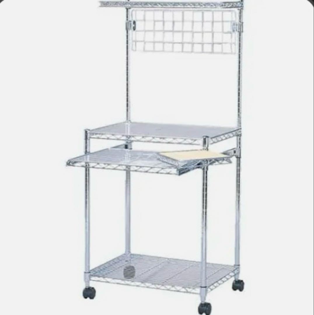 アイリスオーヤマメタルラック パソコンデスク キャスター付き