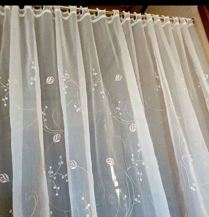 カフェカーテン【花子様オーダー品　ピンクレース】ハンドメイド