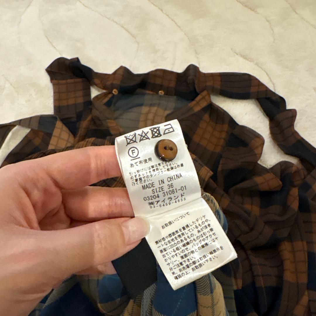 Diagram チェック柄リボン付きロングドレス