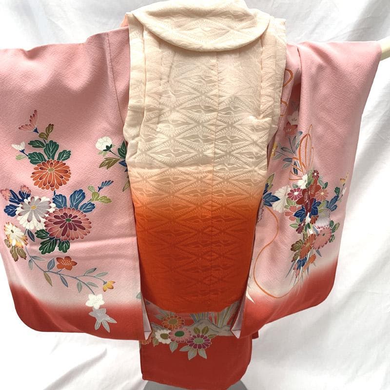 509ag36■七五三 三歳 女児 着物&被布&長襦袢 一つ紋■状態良好