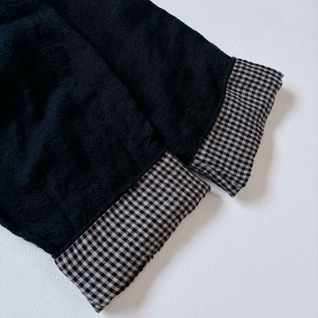 可愛い♡ババグーリ ノーカラーコート ギンガムチェック リネン混 Aライン M