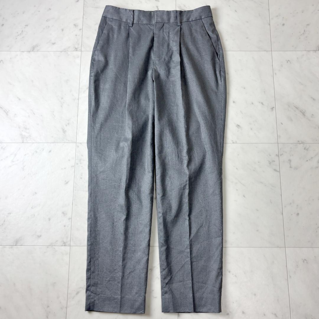 シップス S リネン混 ノーカラー パンツスーツ セットアップ 36 グレー