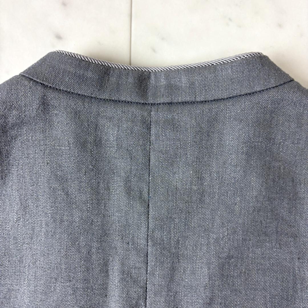 シップス S リネン混 ノーカラー パンツスーツ セットアップ 36 グレー