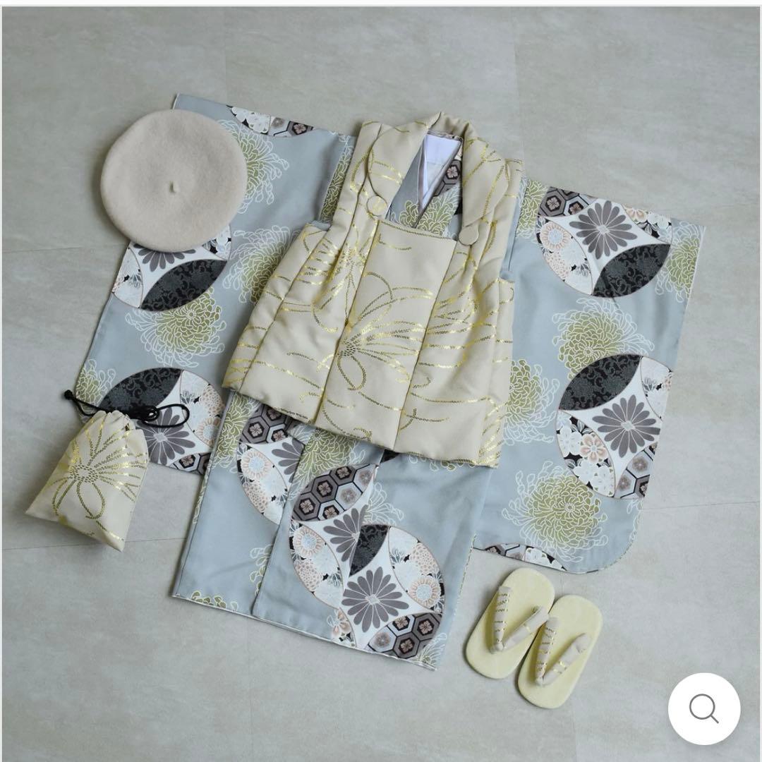 七五三　3歳 男の子 フルセット　ベージュ 金彩×ミント七宝 ひよこ商店