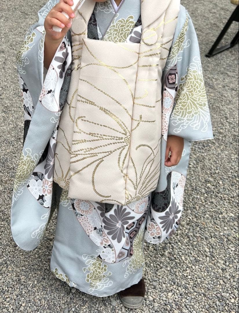 七五三　3歳 男の子 フルセット　ベージュ 金彩×ミント七宝 ひよこ商店