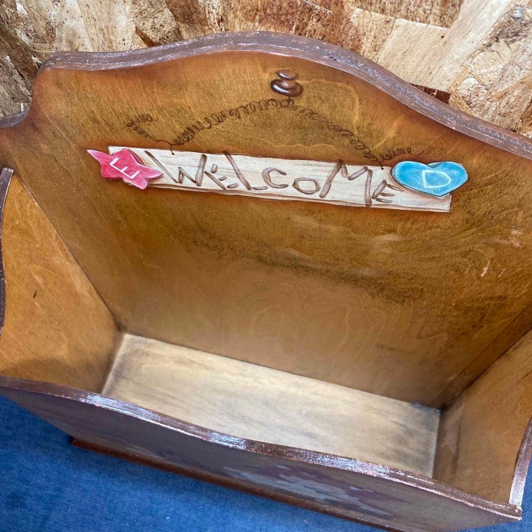 木製収納ボックス 女の子のイラスト付き