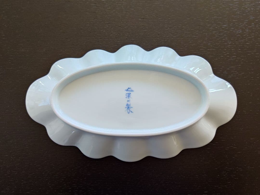 深川製磁　皿　深川ブルー染付け朝顔　明治意匠染付朝顔　工芸品