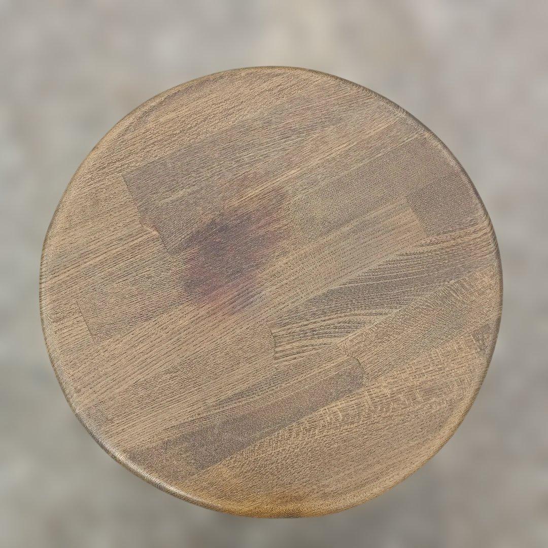 S*y様 5002)円形木製座面のアイアンスツール　ヴィンテージ　インダストリア