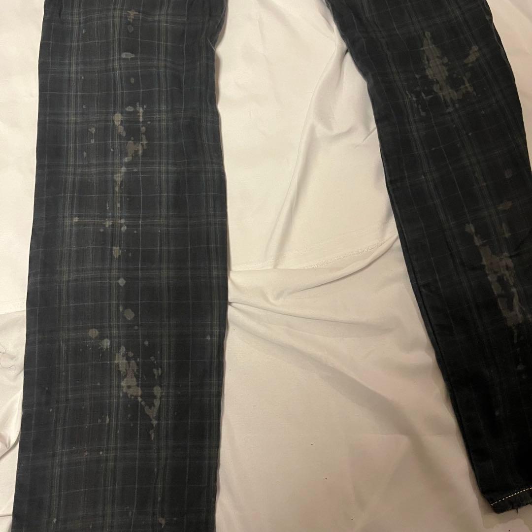 Roen チェックパンツ ダメージ ブリーチ 加工 ドクロ スカル ロエン