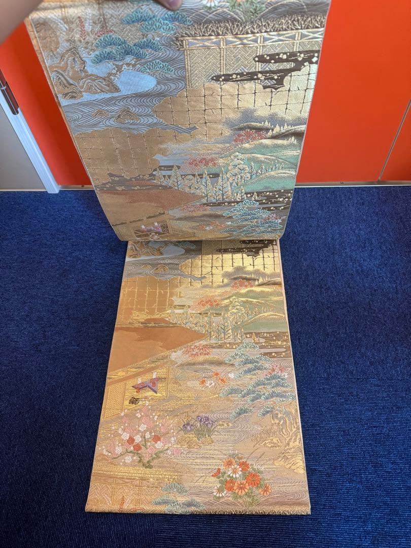 1918袋帯 古代彫金紋  西陣織   金糸　高級上質上品　約440cm未使用