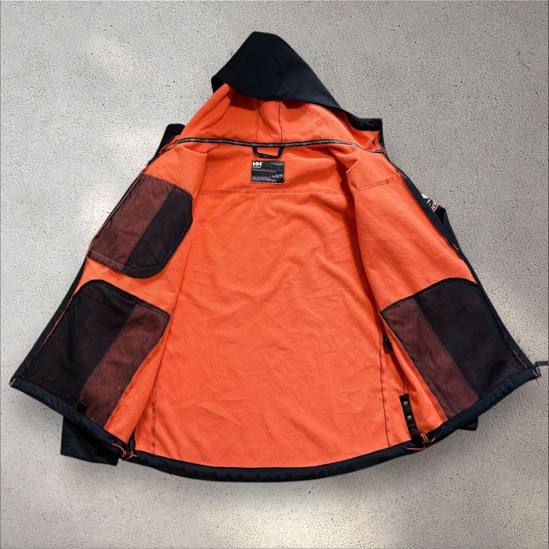 【N82】ヘリーハンセンワークウェアソフトシェルジャケットブラック×オレンジ