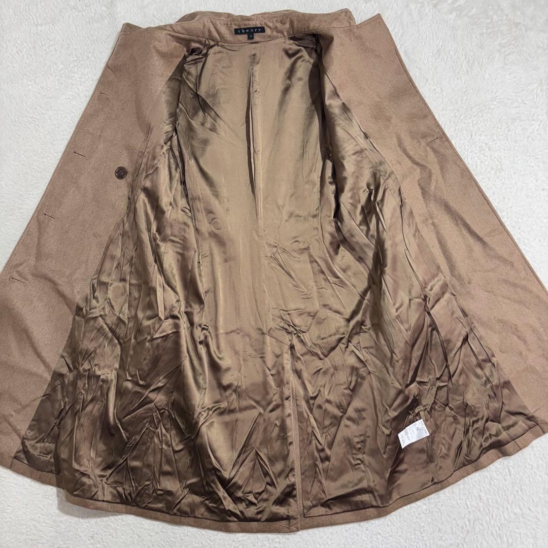 極美品 セオリー カシミヤ100% 絹 ベルテッドコート　ダブルトレンチコート