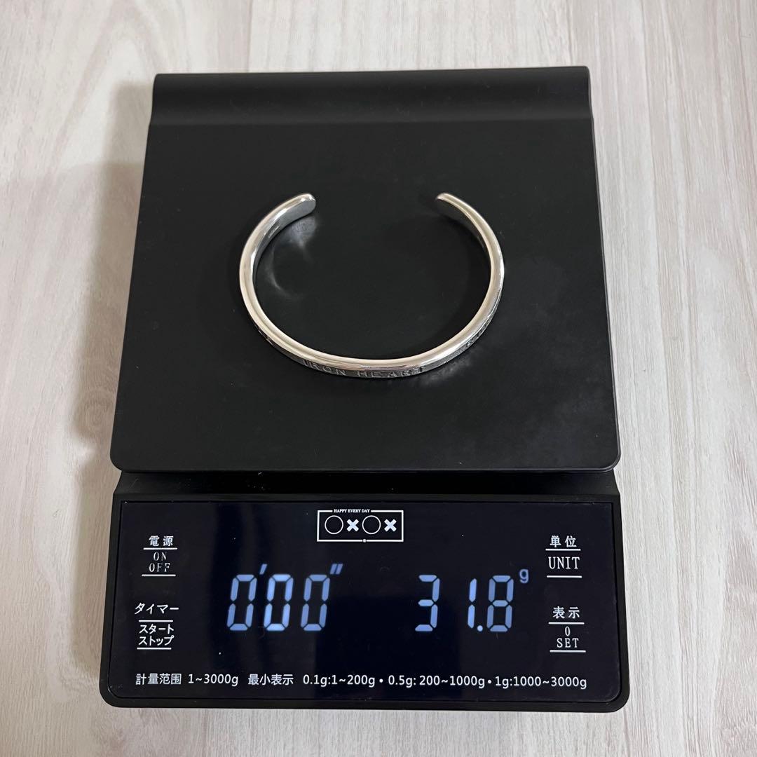 【美品】IRON HEART/アイアンハート　シルバー バングル　ロゴ刻印　銀