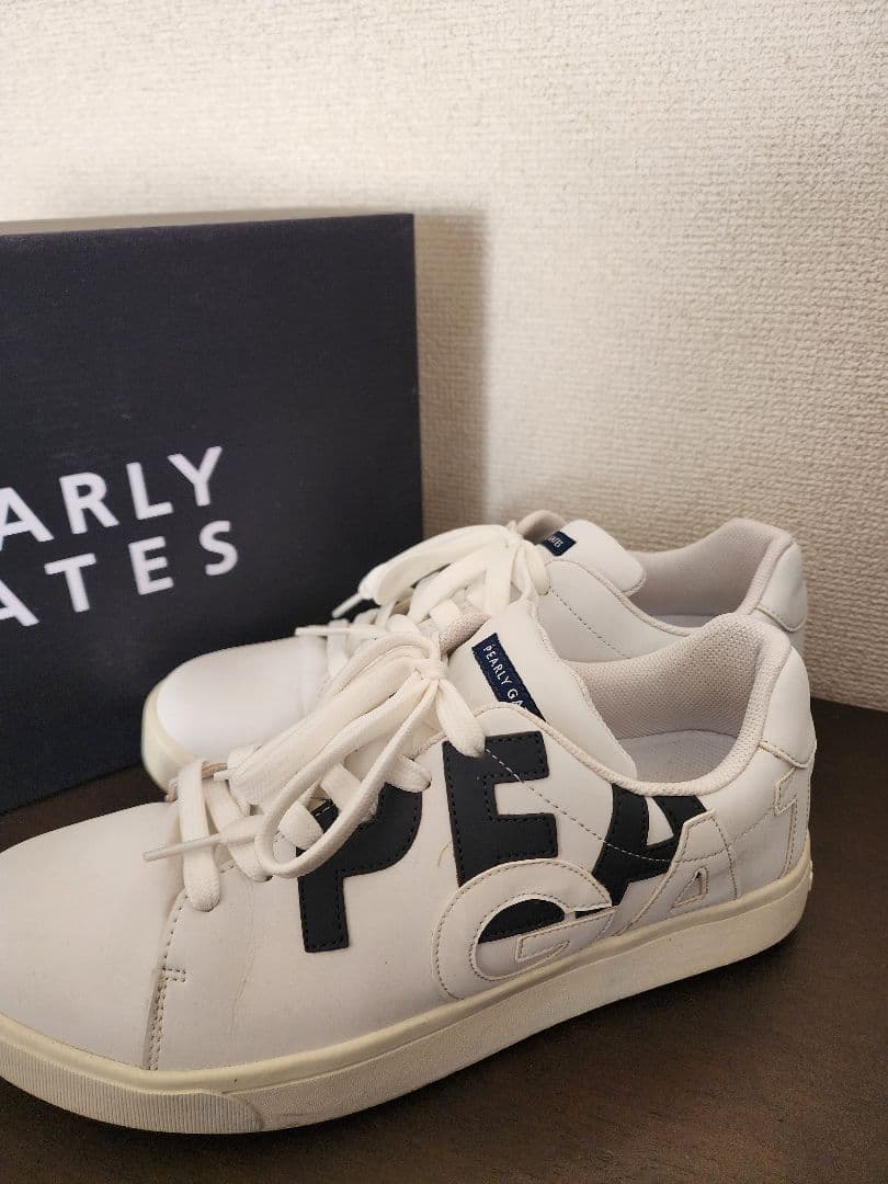 【☆美品☆】PEARLY GATES サイドロゴ スニーカー 白 25.5㎝