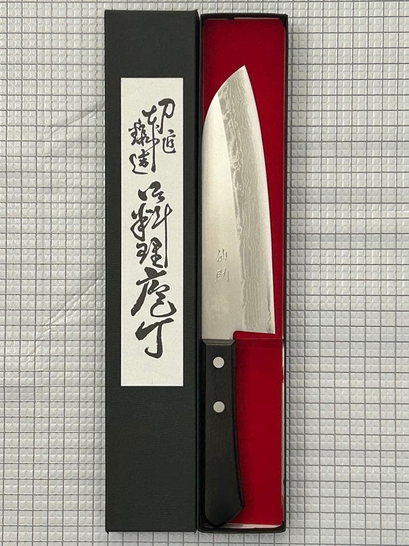 仙助 包丁 三徳包丁 三徳 ダマスカス 170mm 黒合板柄 DPゴールド