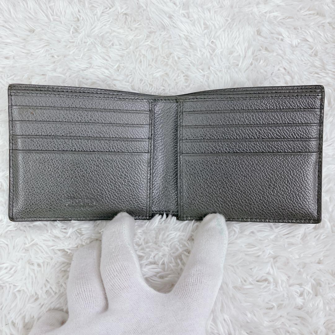 美品✨ プラダ　折り財布 2MO738 ヴィッテロダイノ レザー グレイ
