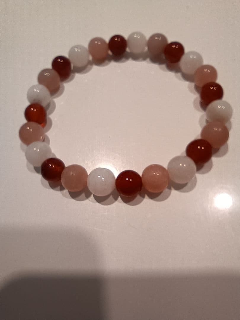 ビーズブレスレット 赤白ピンク