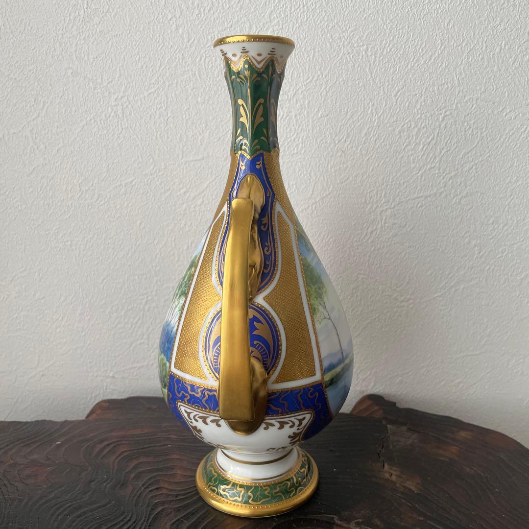オールドノリタケ　Noritake 花瓶 風景画 白樺　手描き　T403