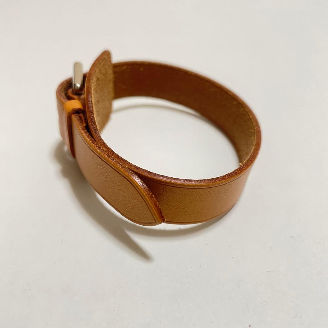 極美品✨エルメス シルバー金具 ベルト レザー ブレスレット バングル