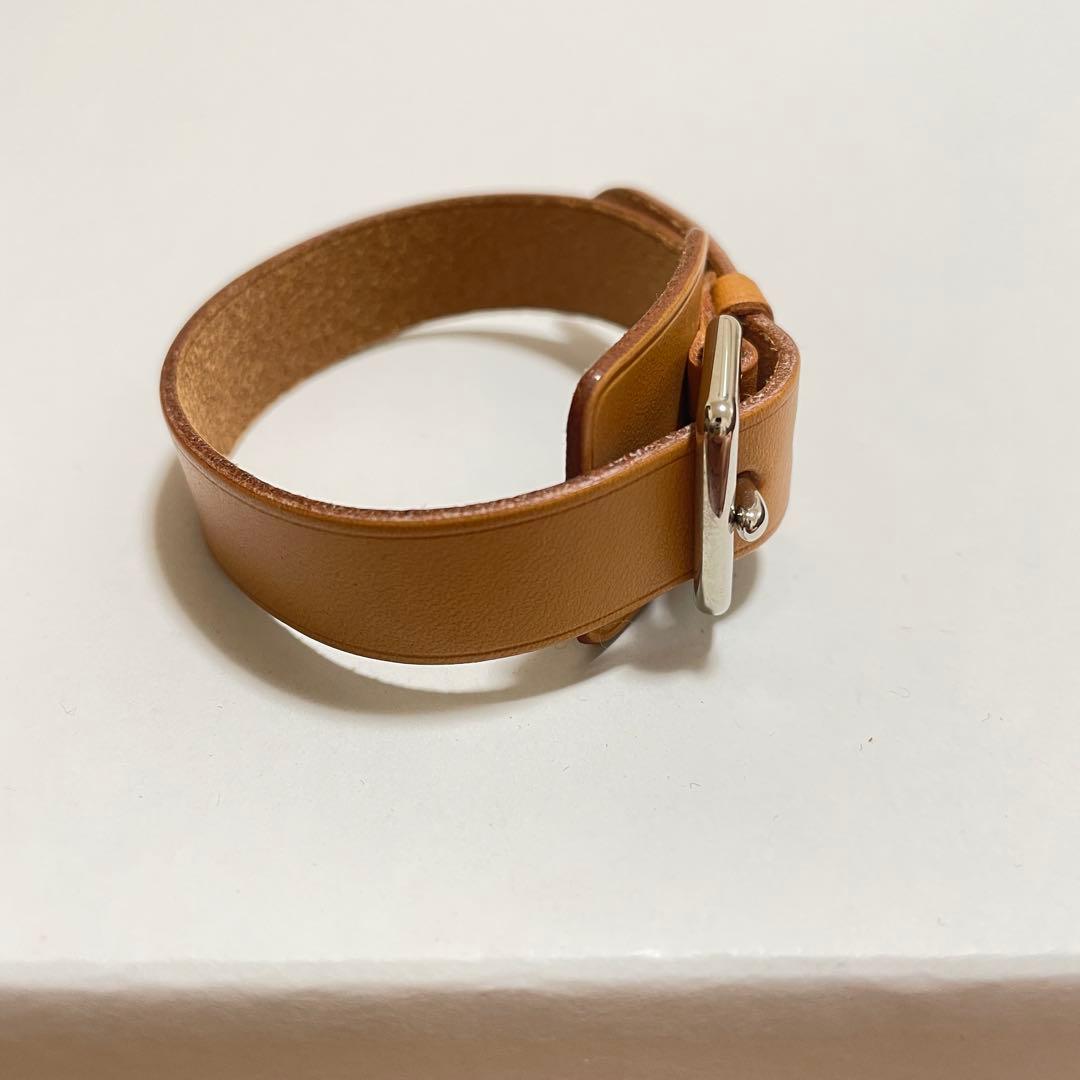 極美品✨エルメス シルバー金具 ベルト レザー ブレスレット バングル