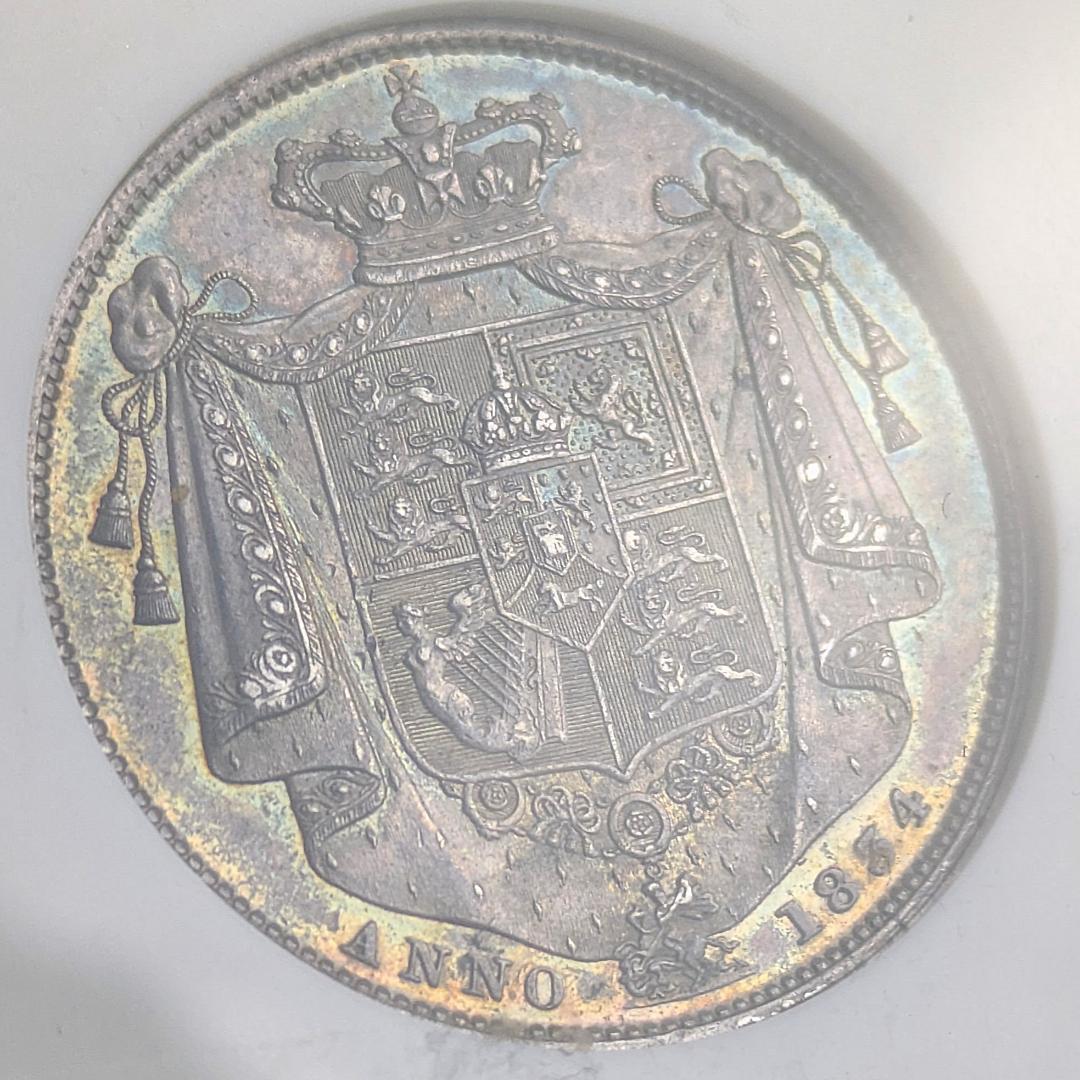 1834年 イギリス ハーフクラウン銀貨 WW Script NGC AU58