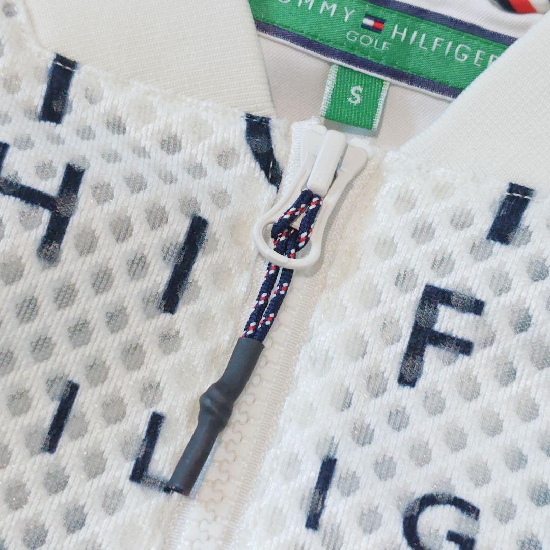 【トミーヒルフィガーゴルフ】ロゴ総柄メッシュブルゾン ジャンパー 袖リブ ゴルフ