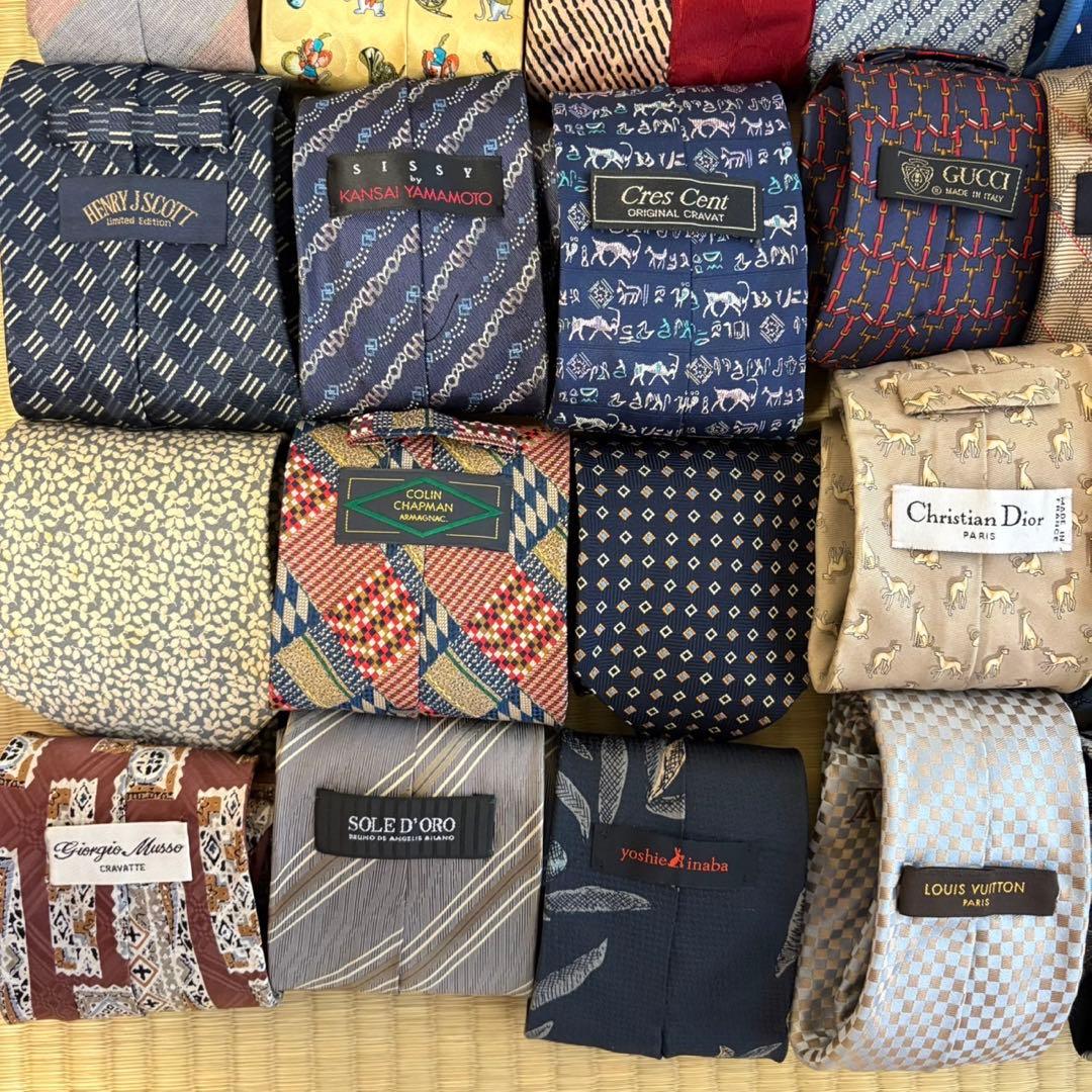 ハイブランドネクタイ 50本セット 全てシルク エルメス ヴィトン まとめ売り