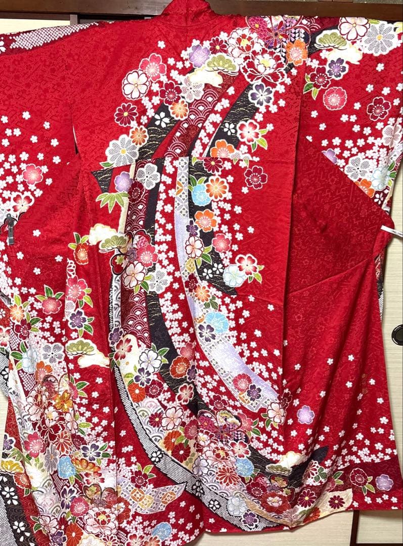 aigoozhujie 赤 桜 牡丹 熨斗 振袖 身丈158