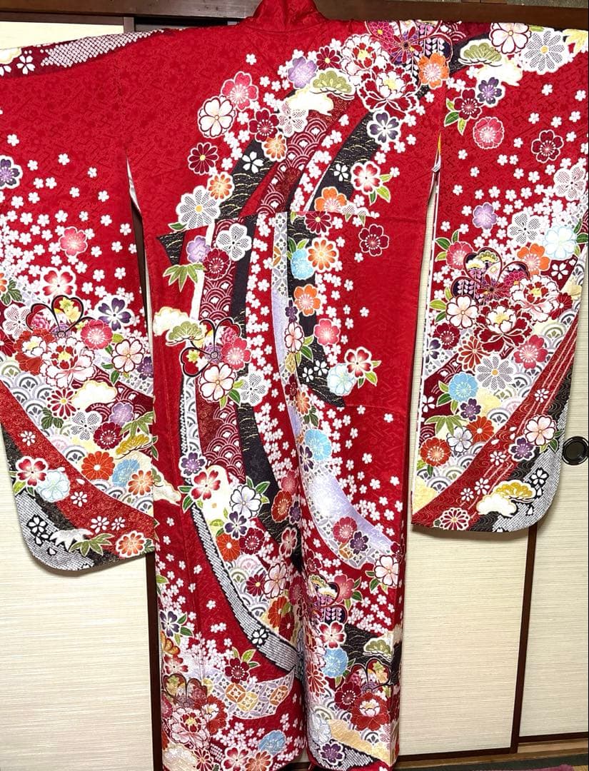 aigoozhujie 赤 桜 牡丹 熨斗 振袖 身丈158