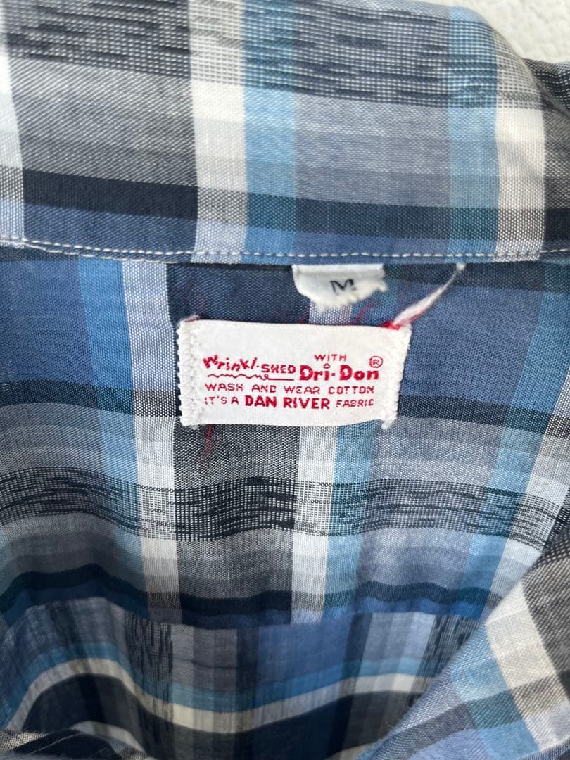 60s vintage Dri-Don 青系チェック Mサイズ 長袖シャツ