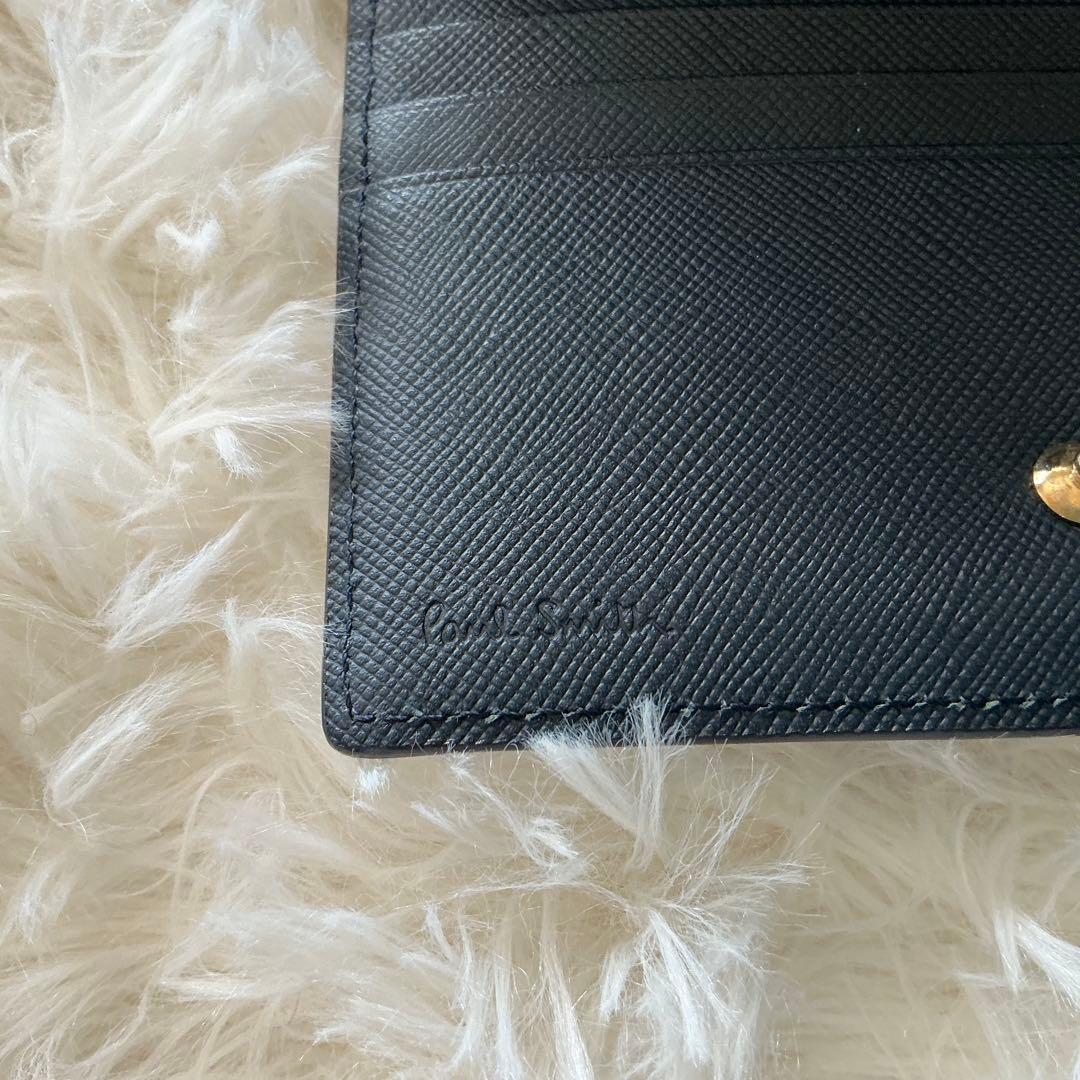 美品　Paul Smith ポールスミス　二つ折り財布　ネイビー　牛革　多機能