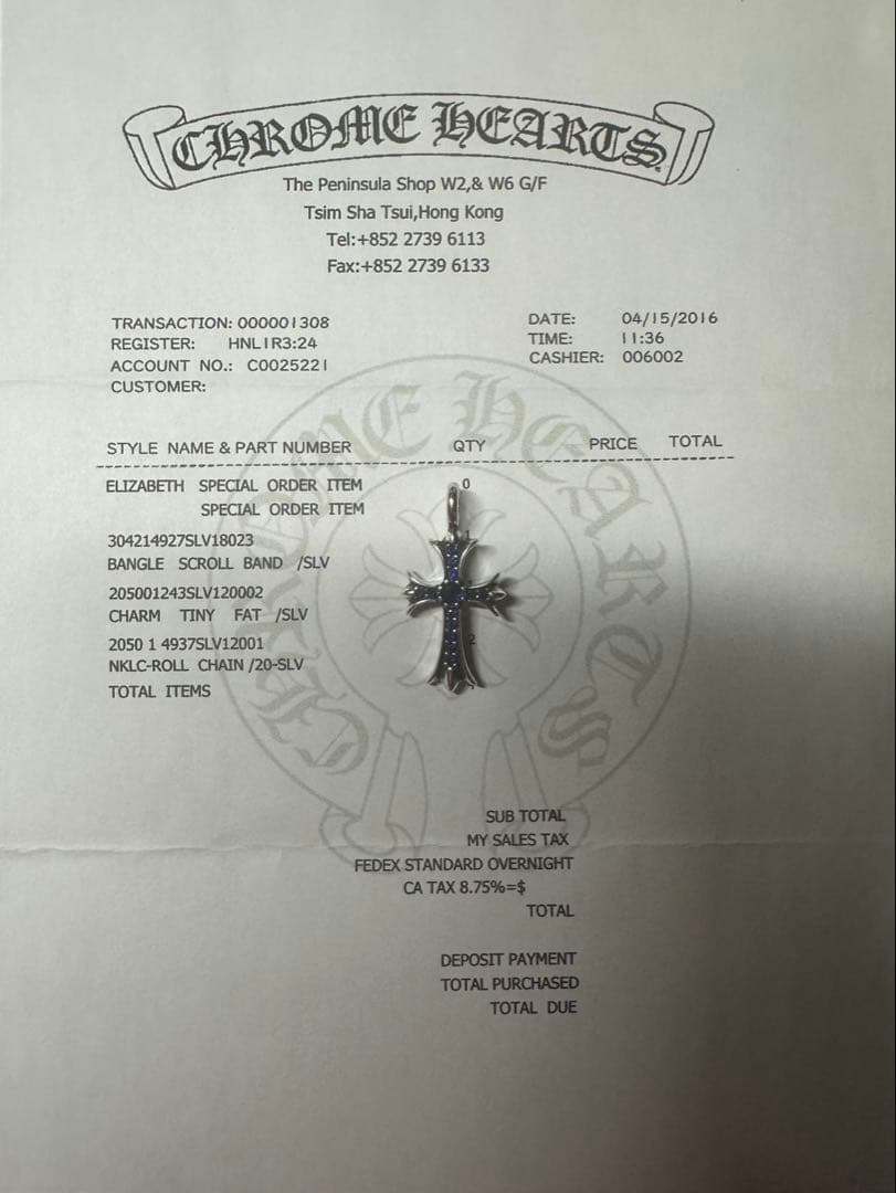 ち*ん様 クロムハーツ　タイニーファット　チャーム　ペンダント　サファイア天然パ