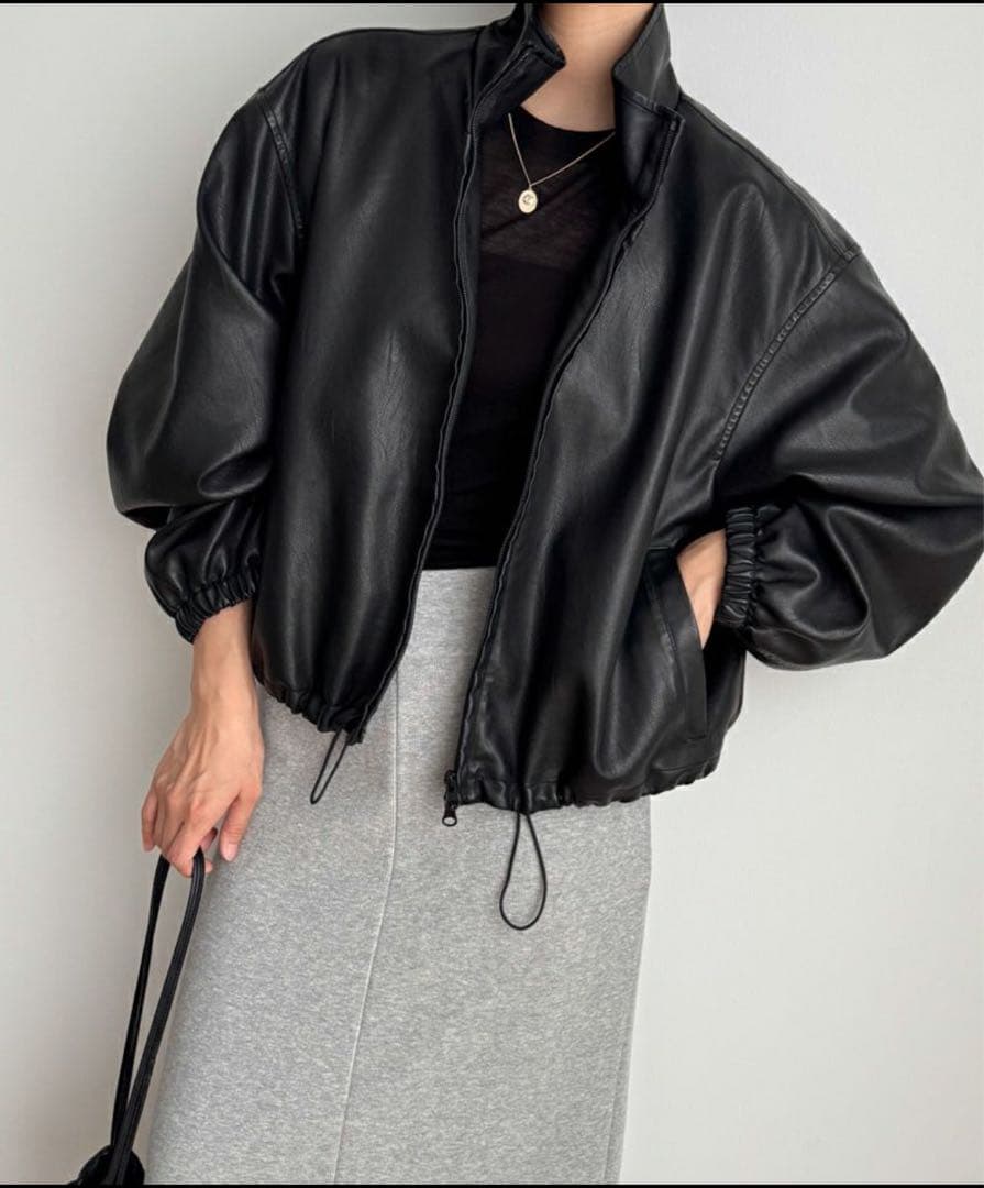 diggity（ディギティ）スタンドカラー合皮ブルゾン