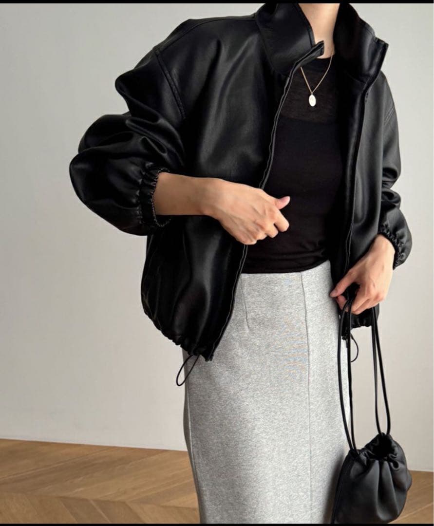 diggity（ディギティ）スタンドカラー合皮ブルゾン