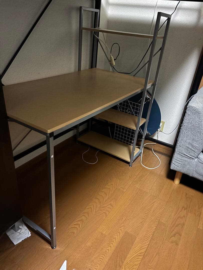 ロフトベッド 黒 コンセント付き　机セット