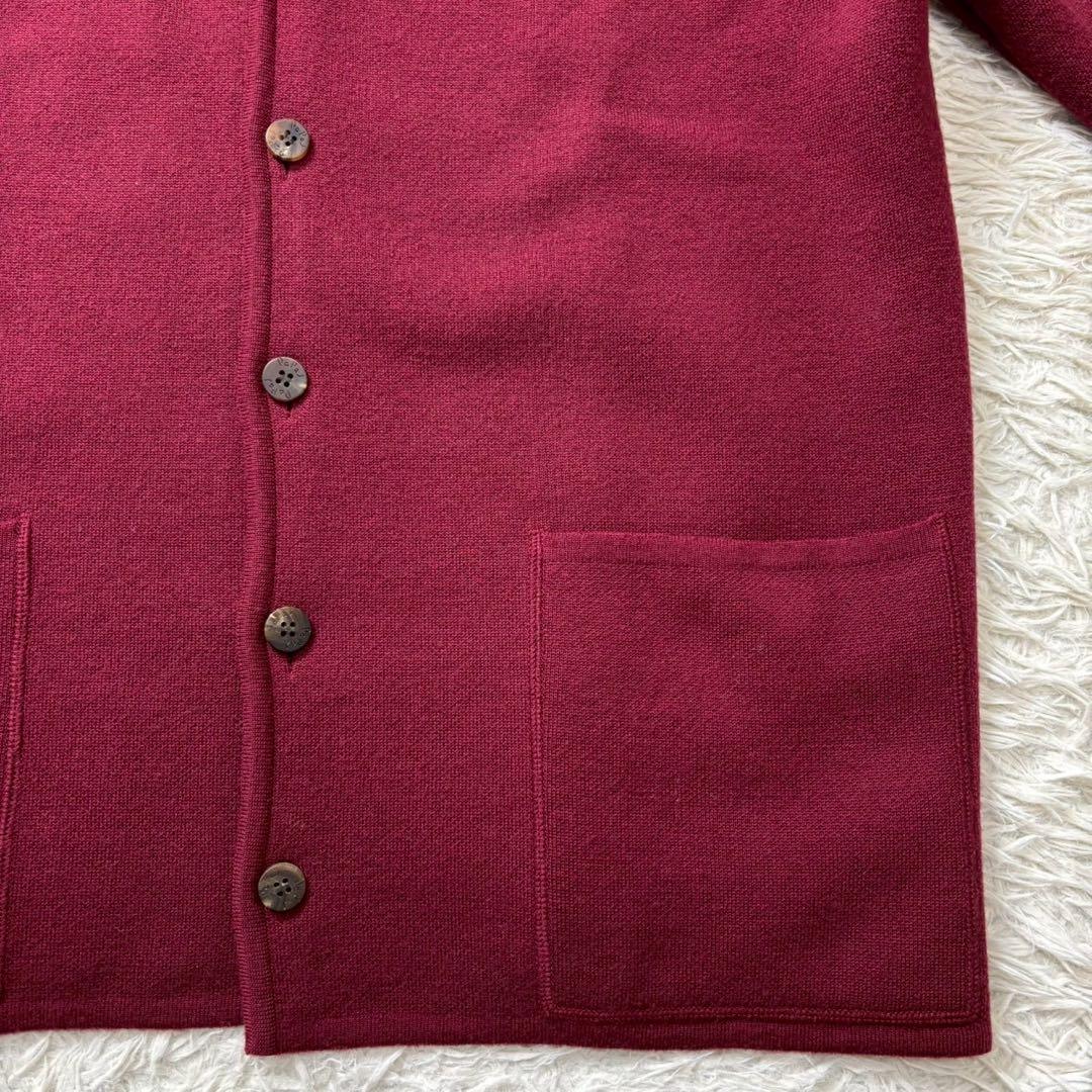 美品　PAPAS　ニットジャケット　カーディガン　Pロゴ　ウール　赤　M