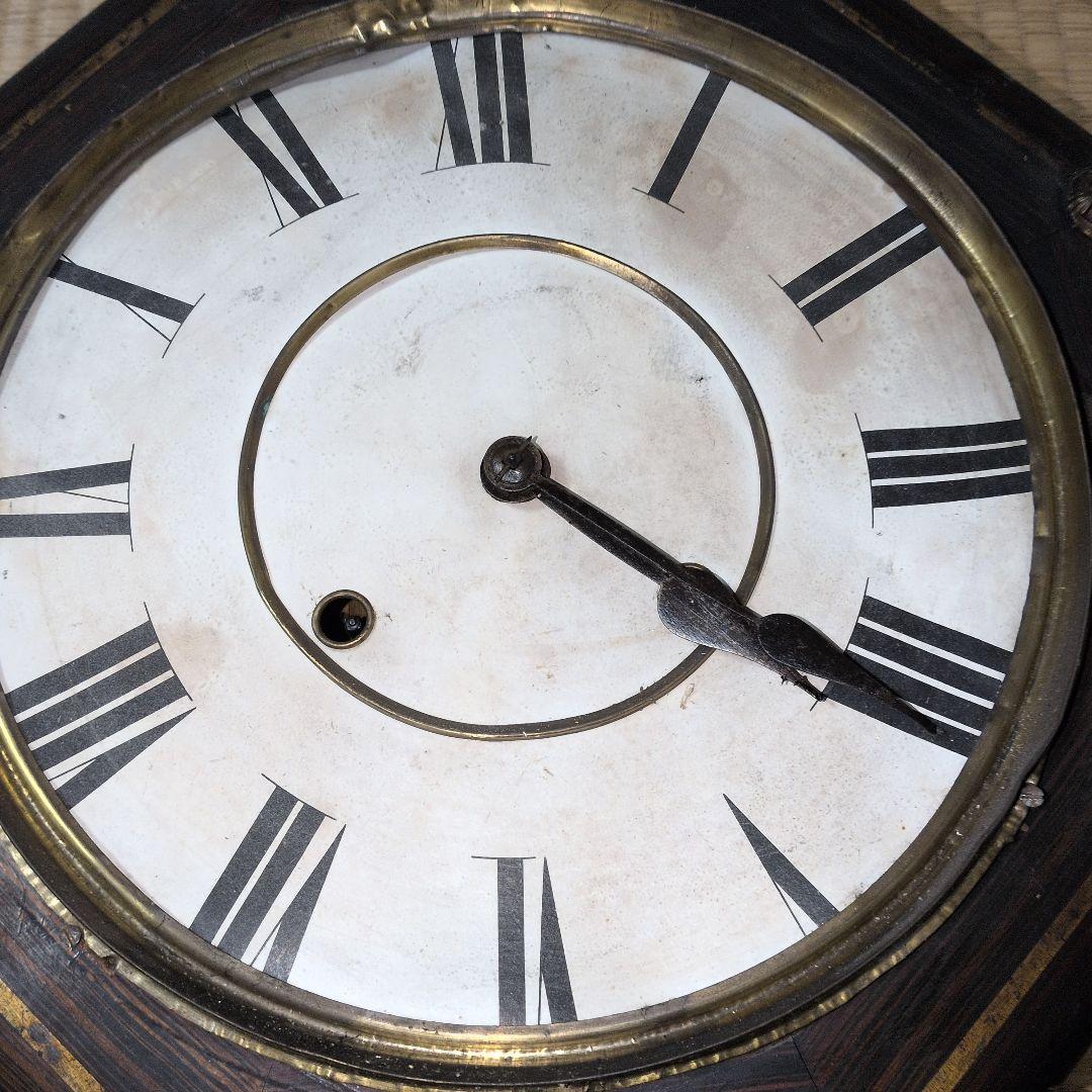 精工舎　稼働品　八角時計　鋲付き　ゼンマイ時計　振り子時計　アンティーク調