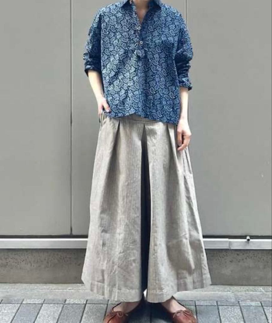 45R 撚杢コットンツイードのキュロットスカート