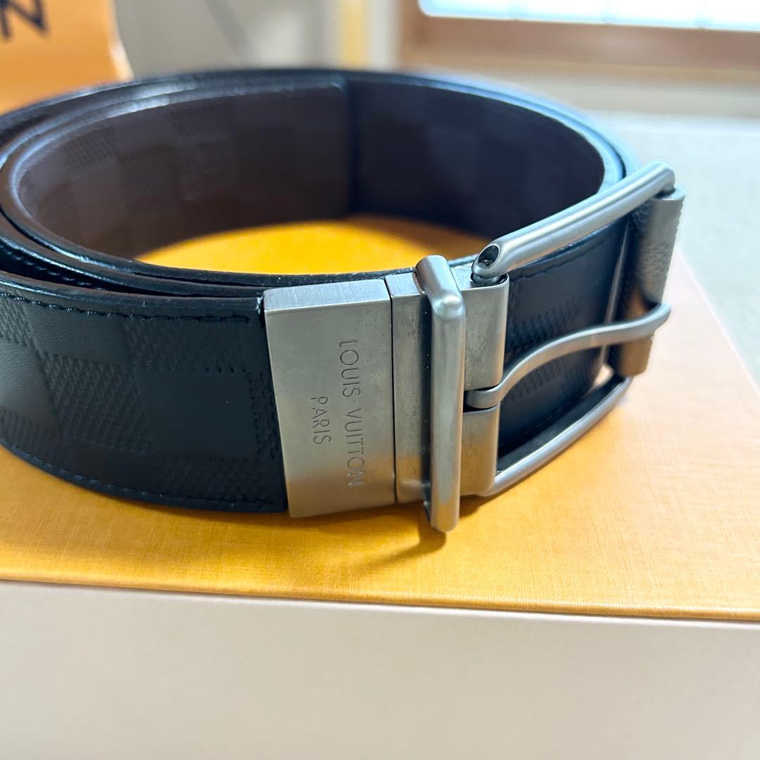 ほぼ未使用品　ルイヴィトン ベルト ダミエ・アンフィニレザー ベルト・ダミエ