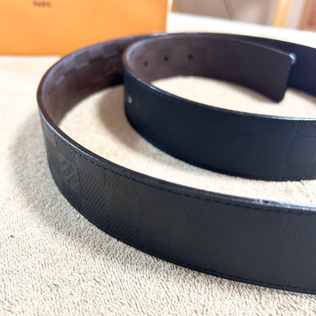 ほぼ未使用品　ルイヴィトン ベルト ダミエ・アンフィニレザー ベルト・ダミエ