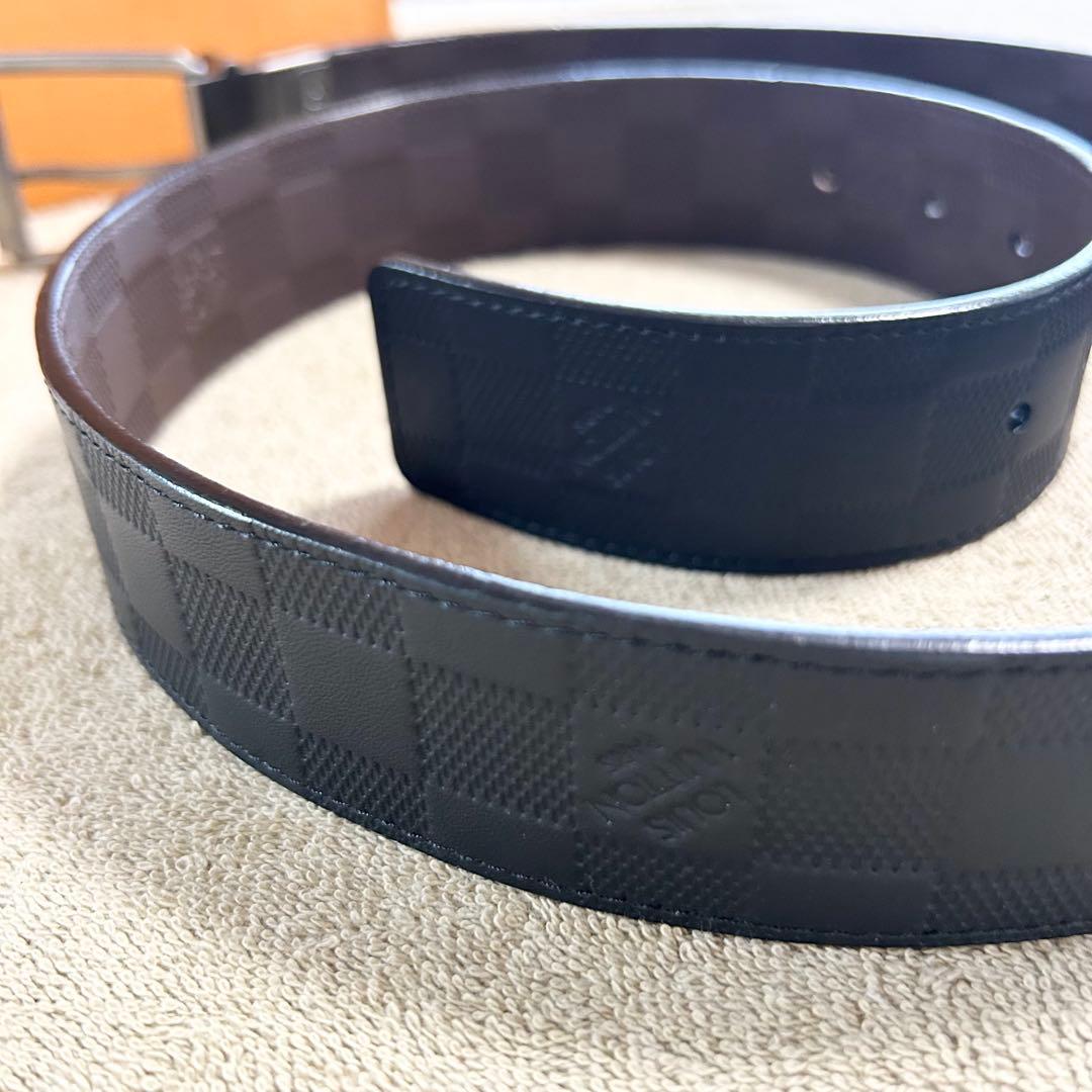 ほぼ未使用品　ルイヴィトン ベルト ダミエ・アンフィニレザー ベルト・ダミエ