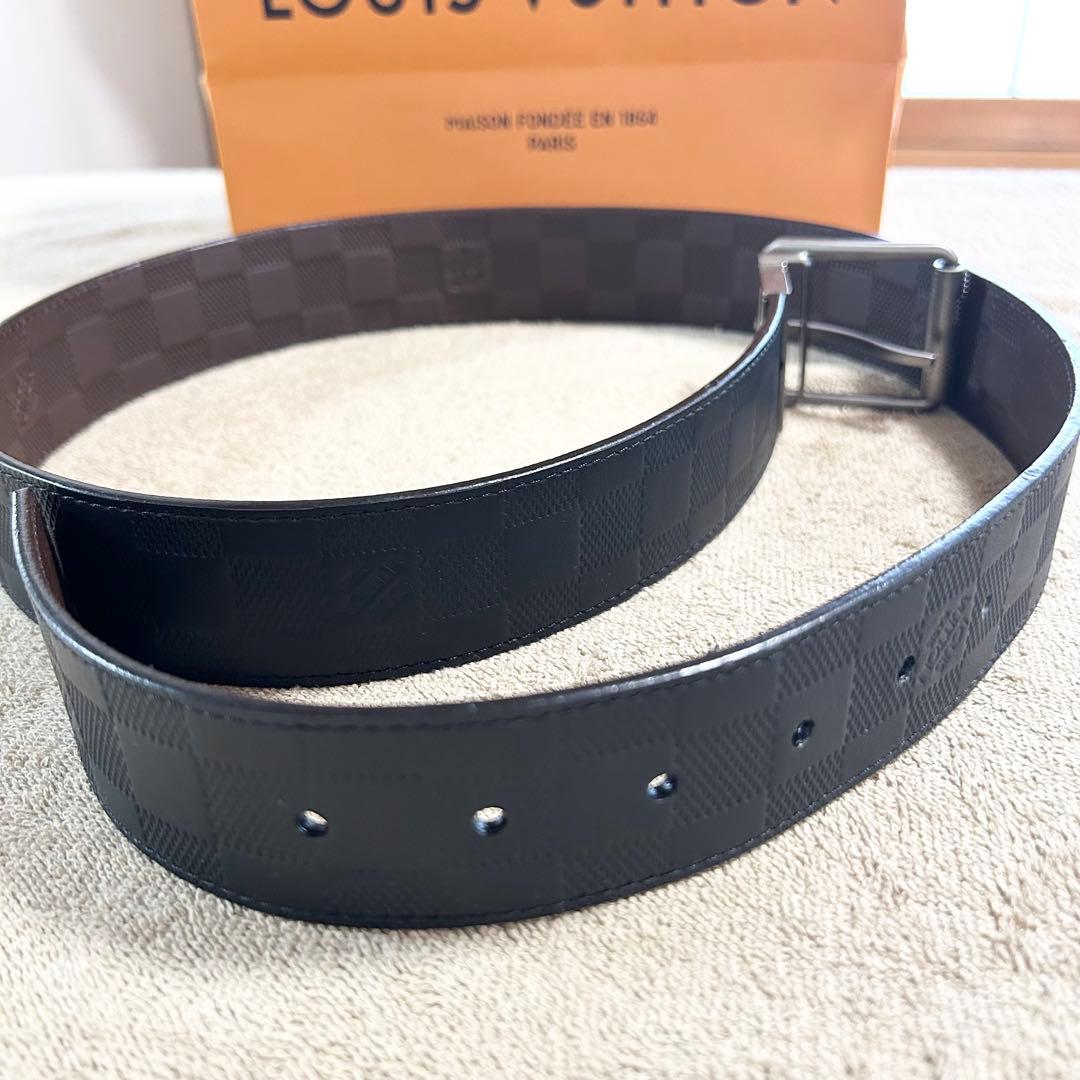 ほぼ未使用品　ルイヴィトン ベルト ダミエ・アンフィニレザー ベルト・ダミエ