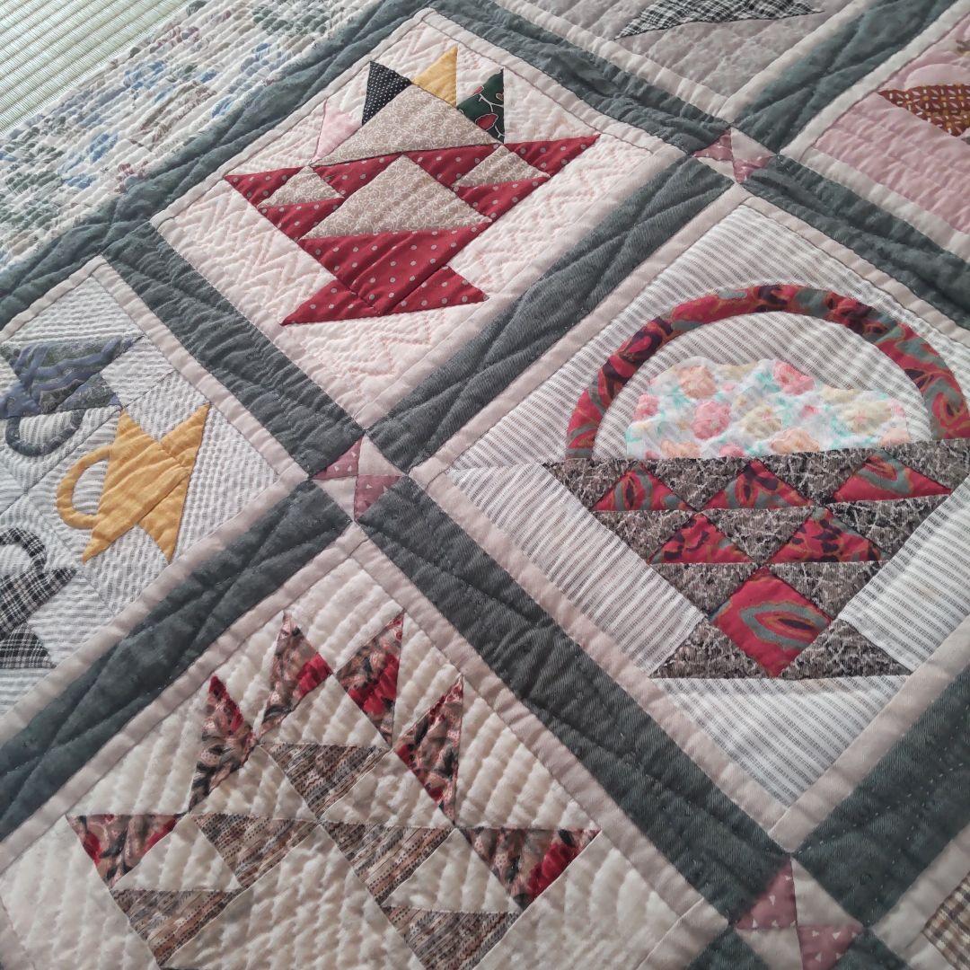 *49♦パッチワークキルト タペストリー★ハンドメイド★ヴィンテージ★レトロ