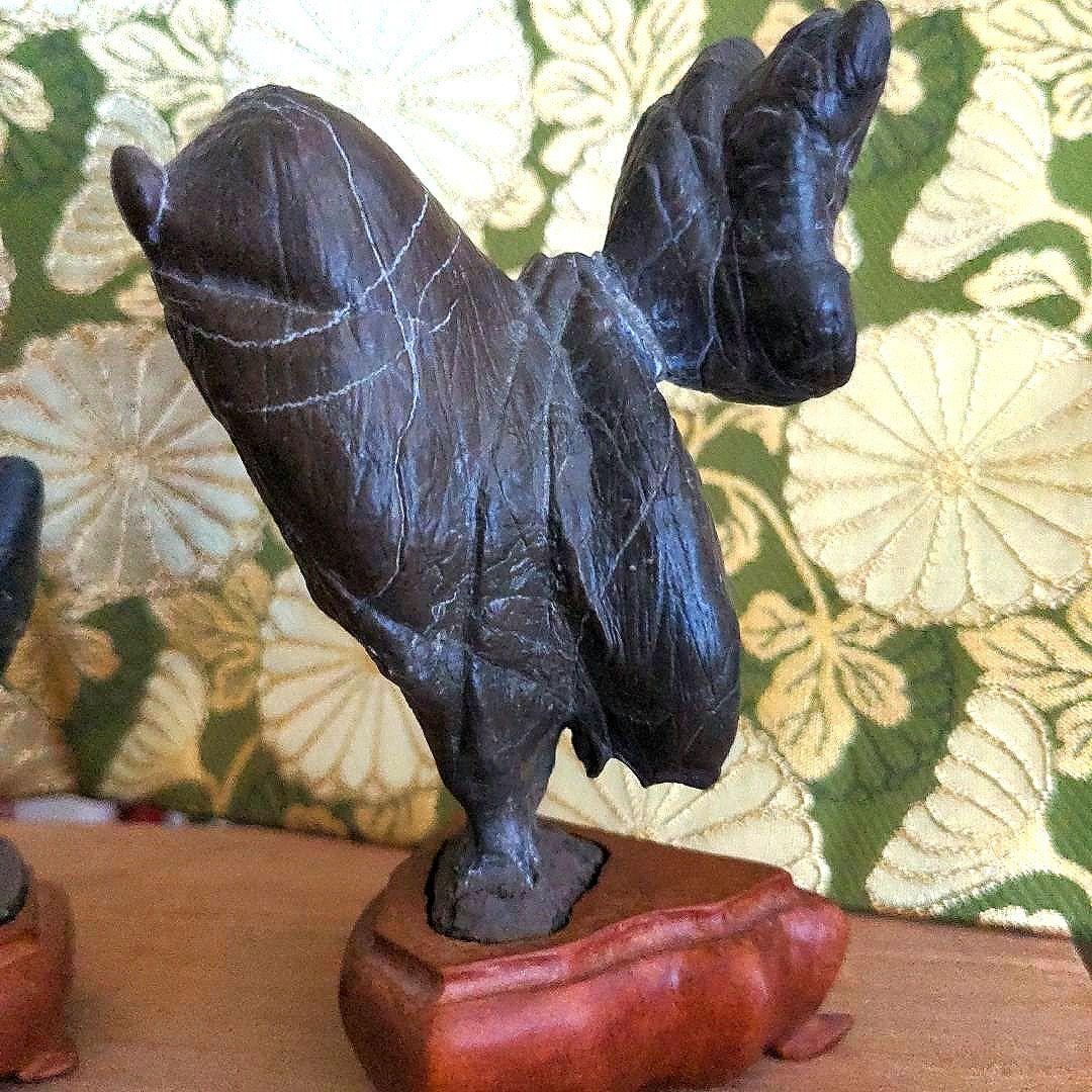 【最終価格】紀州名産　古谷石　銘、親子鶏　　谷本百穂箱書付　水石　盆石