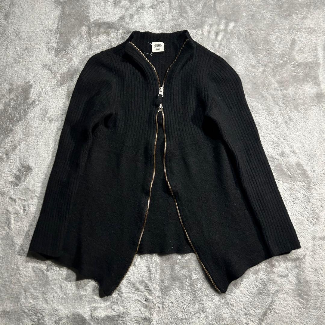 00s JEAN PAUL GAULTIER ダブルジップハイネックニット 黒