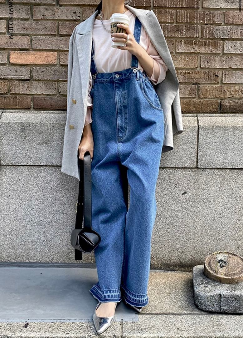 24SS超美品！完売DouDouデニムサロペット股上深め人気ブルーオールインワン