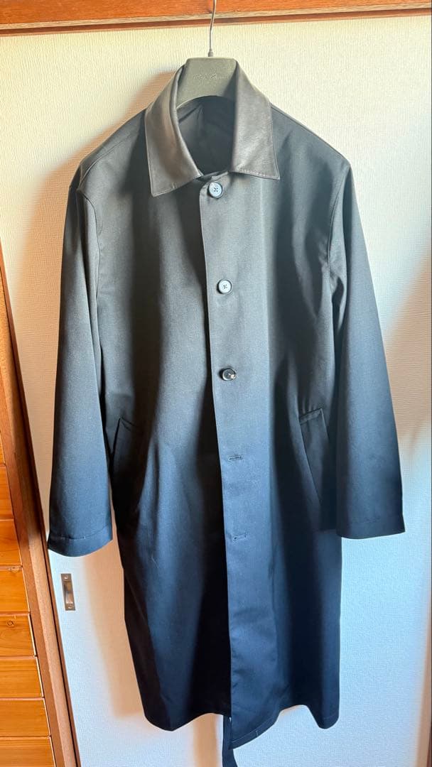 AURALEE 襟レザー今期ステンカラーコート サイズ4 ブラック